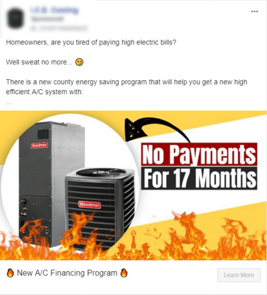 HVAC นำไปสู่การสร้างโฆษณาบน Facebook