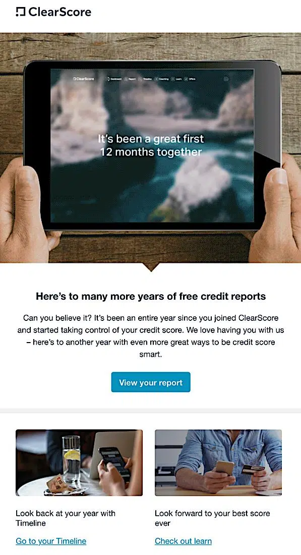ClearScore 电子邮件。