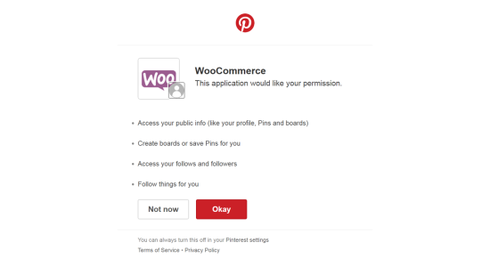 Ventana emergente de la aplicación WooCommerce