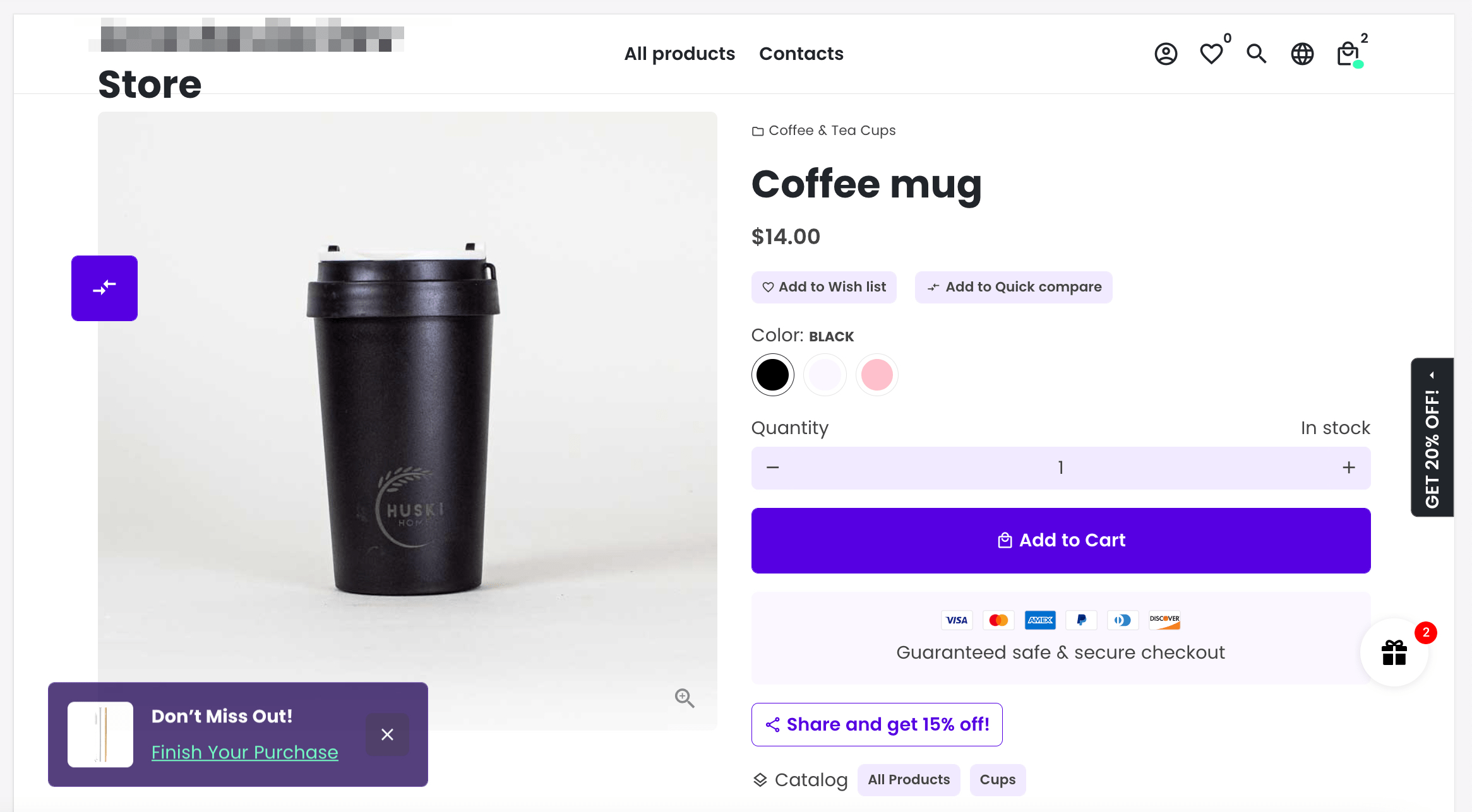 تم إنشاء صفحة المنتج باستخدام Debutify