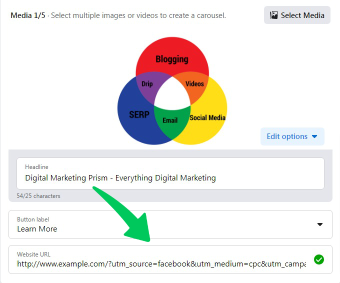 Facebook 廣告管理器 UTM