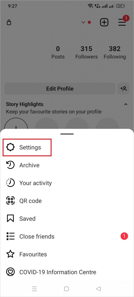 Impostazioni di Instagram Instagram Settings