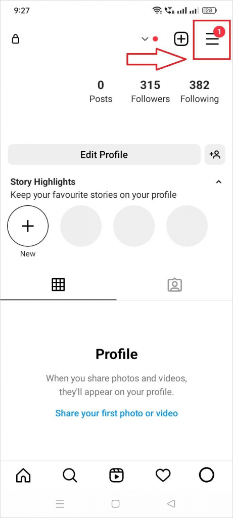 Menù Instagram Instagram Menu