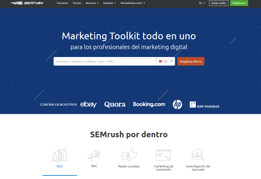 SEMrush的主頁