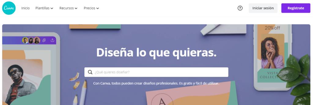 página inicial do Canva