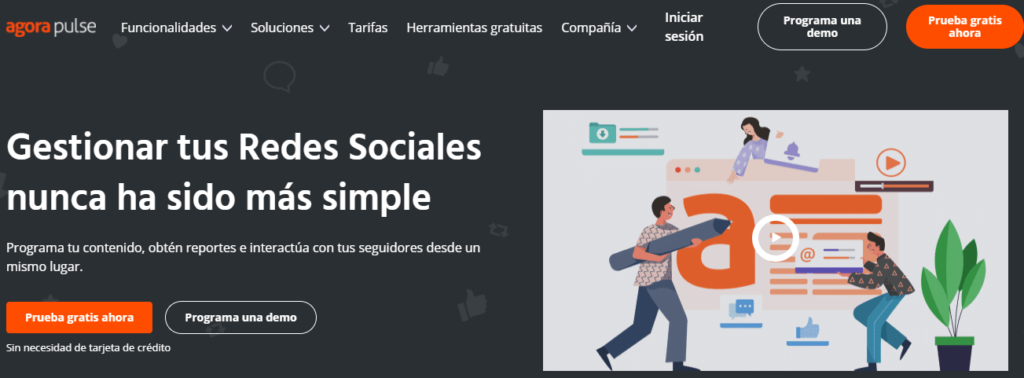 A página inicial da Agorapulse
