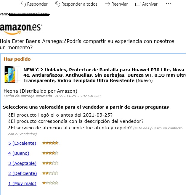 exemplu de strategie de corespondență pentru a solicita recenzii Amazon