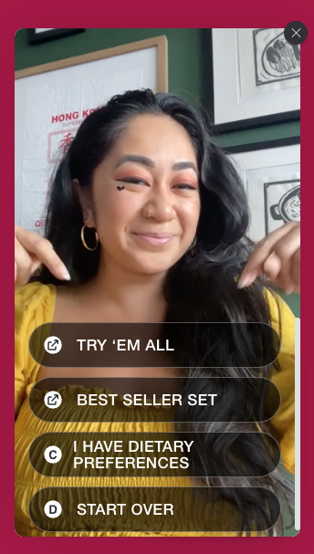 Il widget Omsom si conclude con un breve questionario che filtra i prodotti per il cliente e ne facilita la conversione.