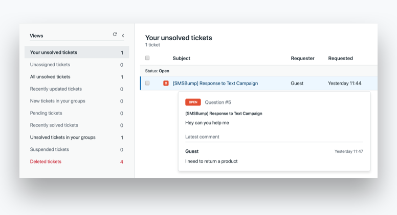 SMS Chat integrazione ZenDesk per Shopify