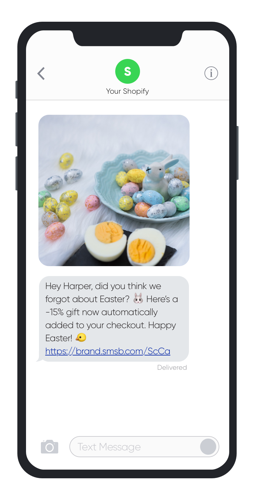 SMSBump SMS 废弃购物车复活节 2019 自动化示例