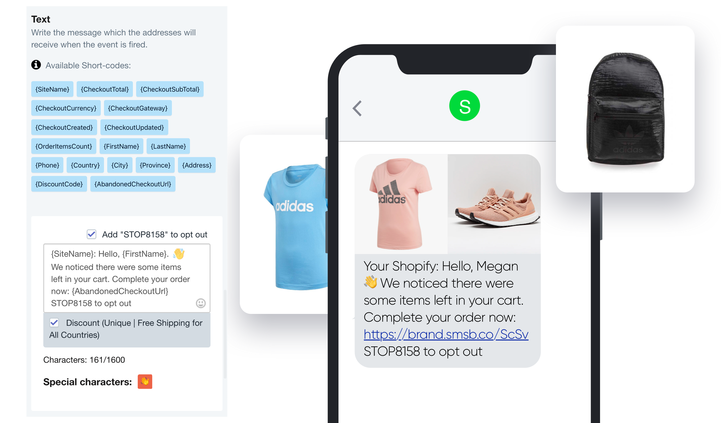 用於 Shopify 的 SMSBump 廢棄購物車 SMS 自動化