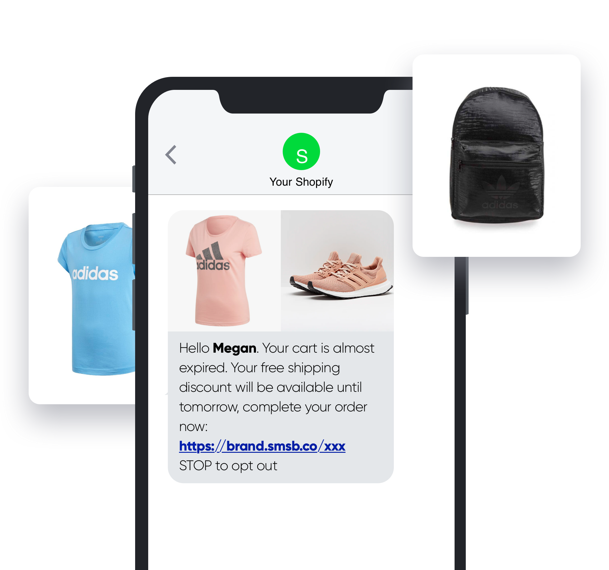 Shopify 中的 SMSBump 廢棄購物車 SMS 自動化產品圖像網格
