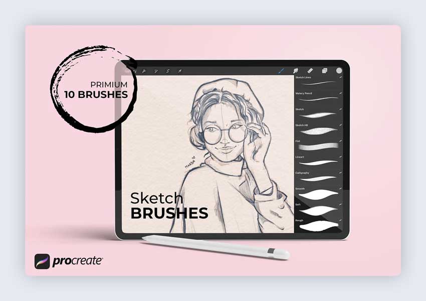 Procreate用スケッチブラシ10個パック
