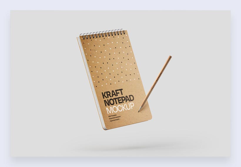 Juego de maquetas de bloc de notas Kraft gratis