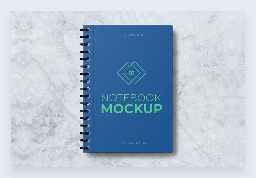 Maqueta de cuaderno de espiral gratis PSD editable