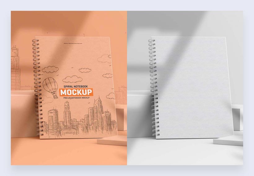 Maqueta de cuaderno espiral gratis PSD