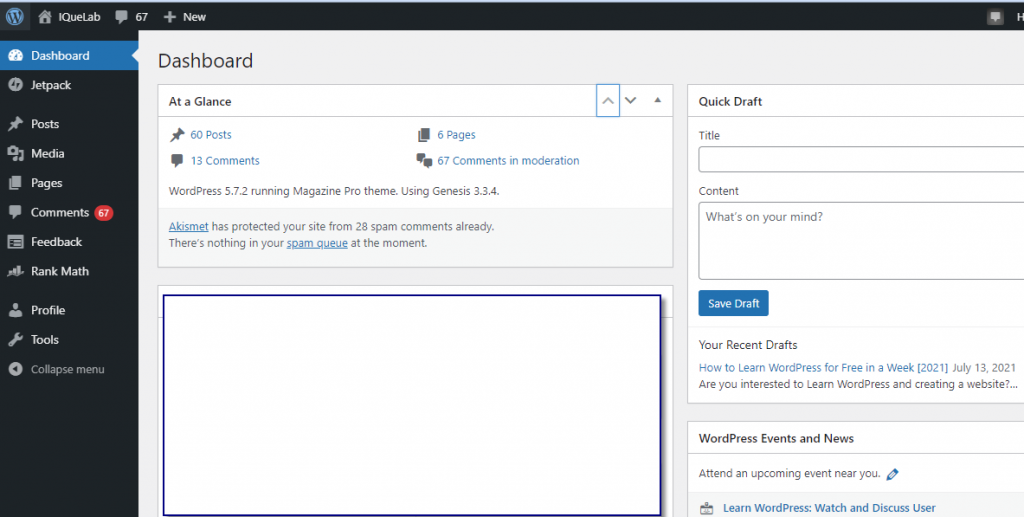 Wordpress Dashboard
