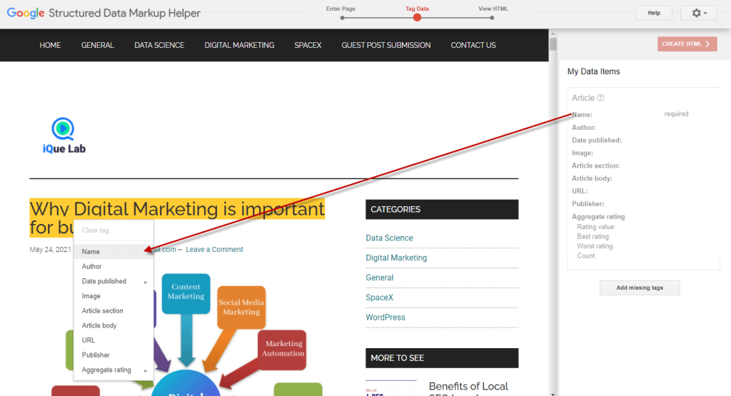 Schema markup