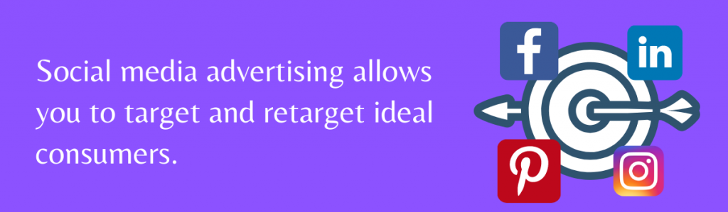 Social media advertising allows you to target and retarget ideal consumers.