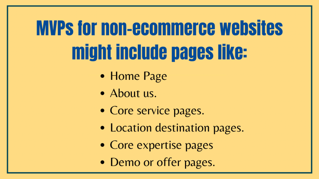 MVPs for non-ecommerce websites