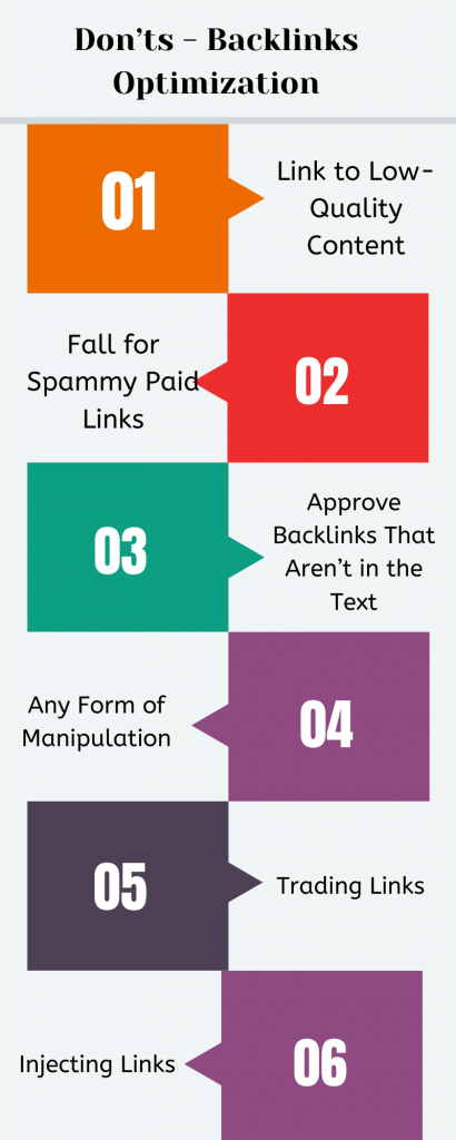 Don’ts - Backlinks Optimization