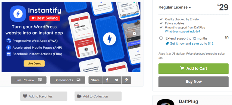 Instantify – PWA & Google AMP WordPress Plugin (Premium)