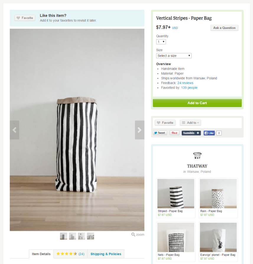 etsy 产品列表示例