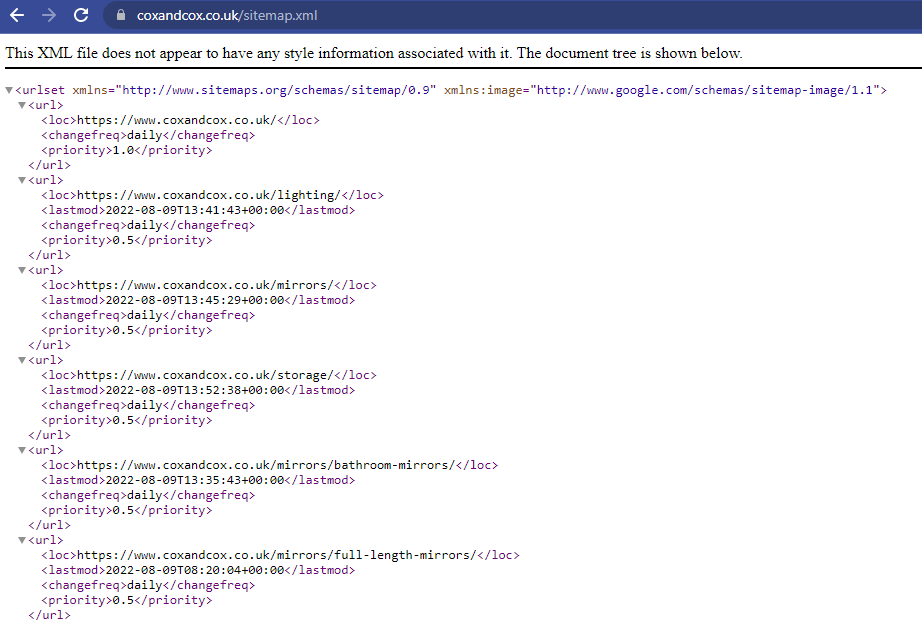 Screenshot di una mappa del sito