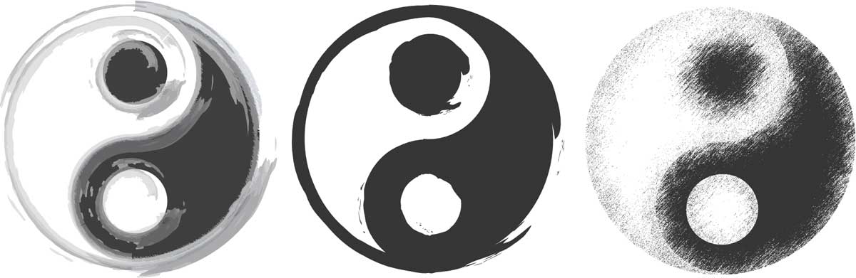 흑백 음양 기호의 3가지 스타일.