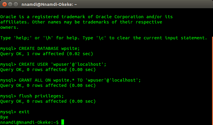 Configura MySQL
