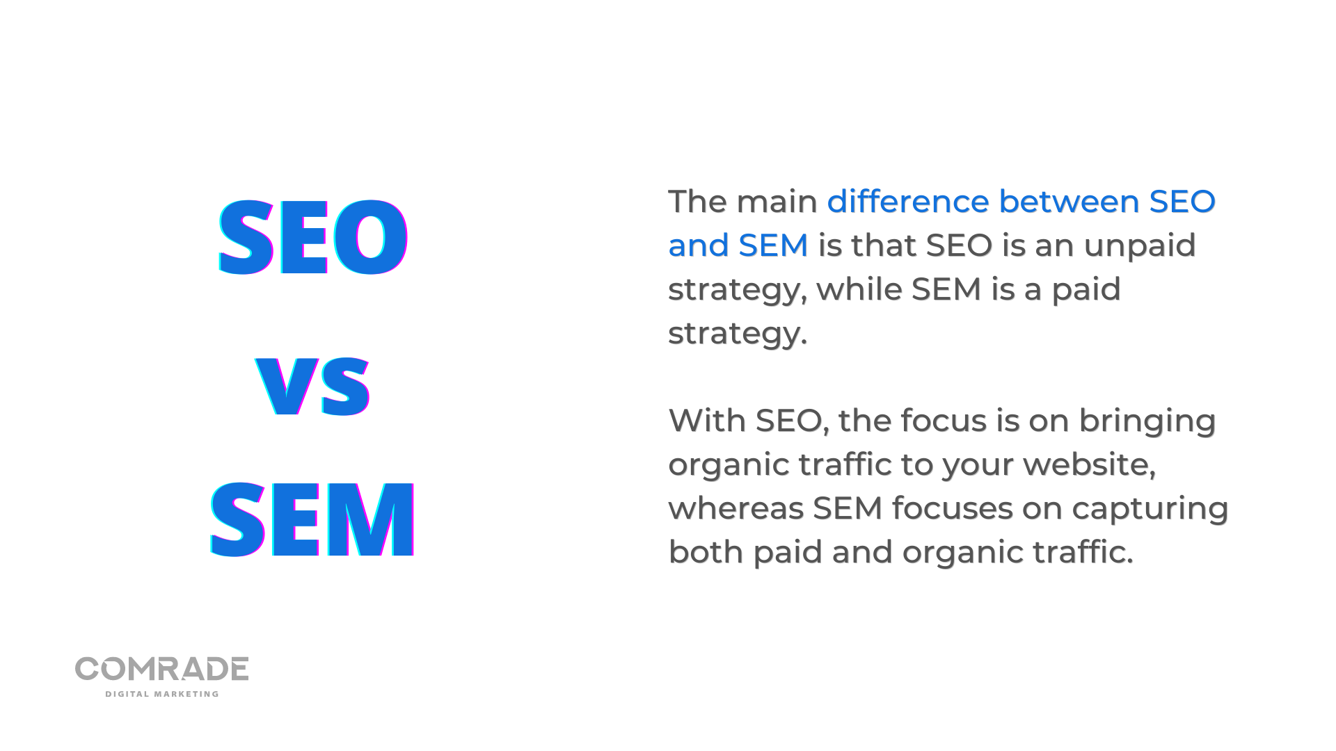 SEO vs SEM: differenza principale