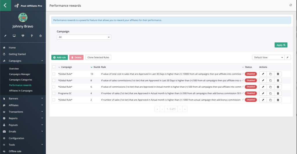 Nagrody za wyniki w programie Post Affiliate Pro