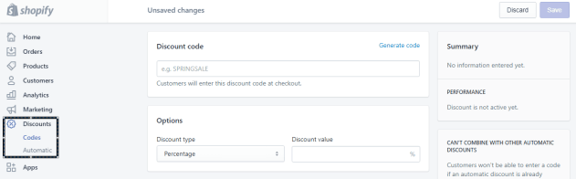ディスカウント Shopify