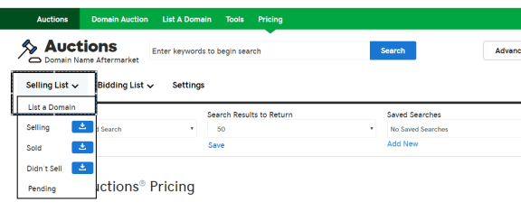 GoDaddy でドメインをリストする