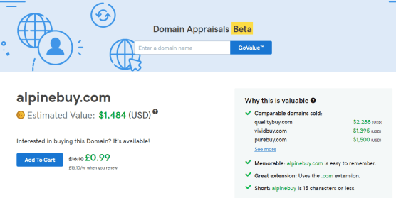 ドメイン鑑定 GoDaddy