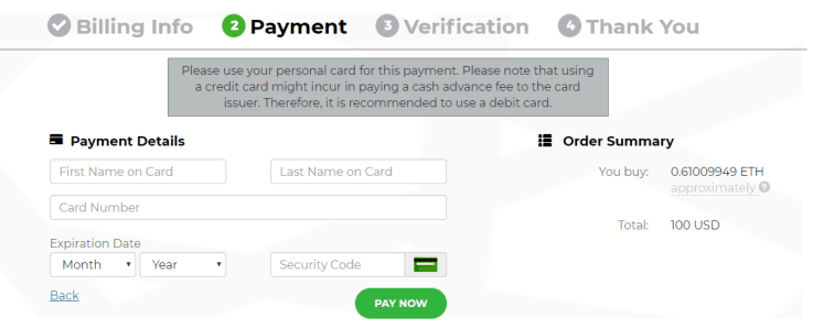 Acheter de la crypto avec Changelly Credit