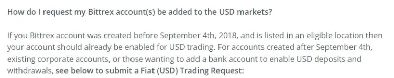Bittrex USD 取引リクエスト