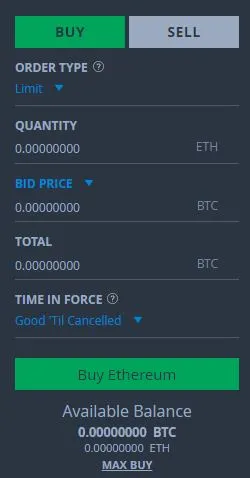指値買い注文 Bittrex