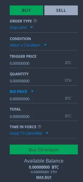 ストップ リミット買い注文 Bittrex
