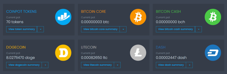 coinpot cryptocurrency แดชบอร์ด