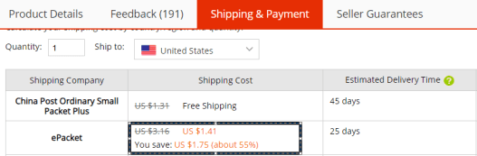 บริการจัดส่งของ AliExpress