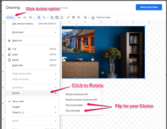 Cara membalik gambar di Google Doc