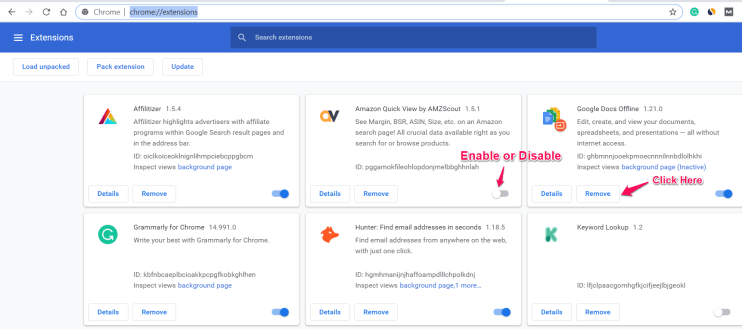 Chrome tarayıcıda Uzantılar nasıl devre dışı bırakılır