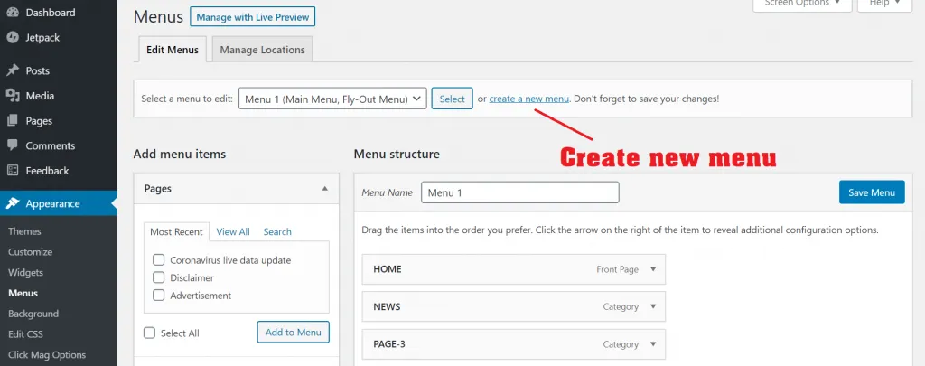 WordPressブログを始めるには? 6 how to create blog menu