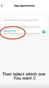 Pilih opsi selalu gelap untuk mendapatkan mode gelap di Snapchat