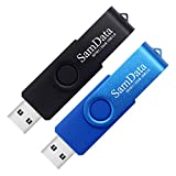 SamData 32GB USB Flash Drives 2 Pack 32GB Thumb Drive Memory Stick Jump Drive dengan Lampu LED untuk Penyimpanan dan Cadangan (2 Warna: Hitam Biru)