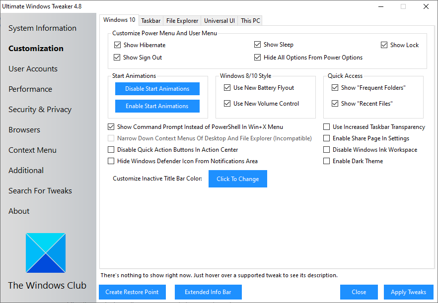 utilitas windows: tweaker windows utama