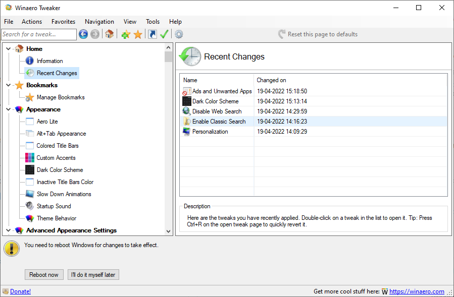 winaero tweaker: utilitas windows untuk power user
