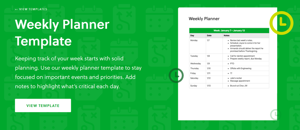 เครื่องมือวางแผนรายสัปดาห์ของ Evernote