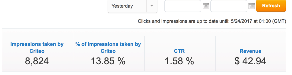 Criteo 収益のスクリーンショット